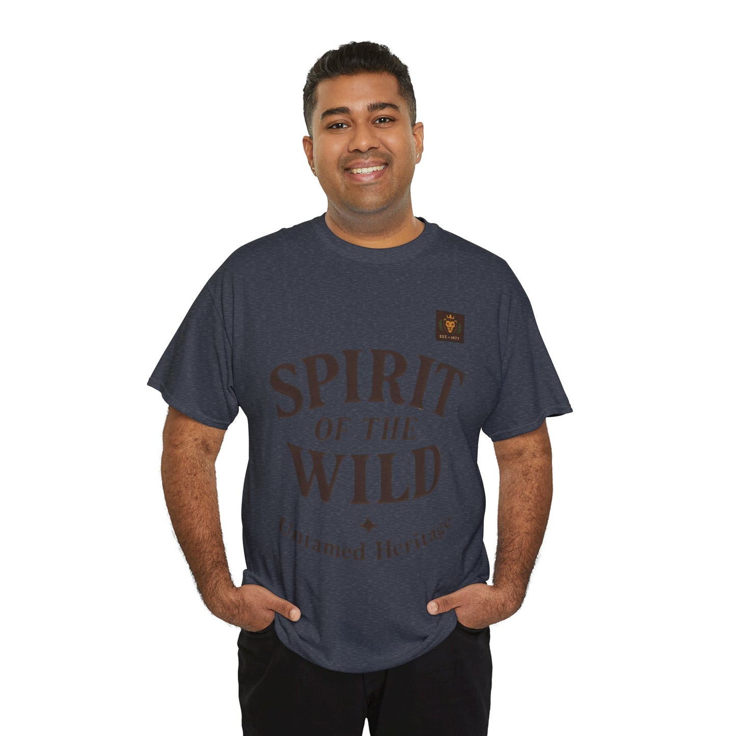 Spirit of the Wild Mens Heavy Cotton Tee, Nature Lover Gift, Outdoor Adventure Shirt, Unisex Tee, Casual Wear, Unique Graphic Apparel