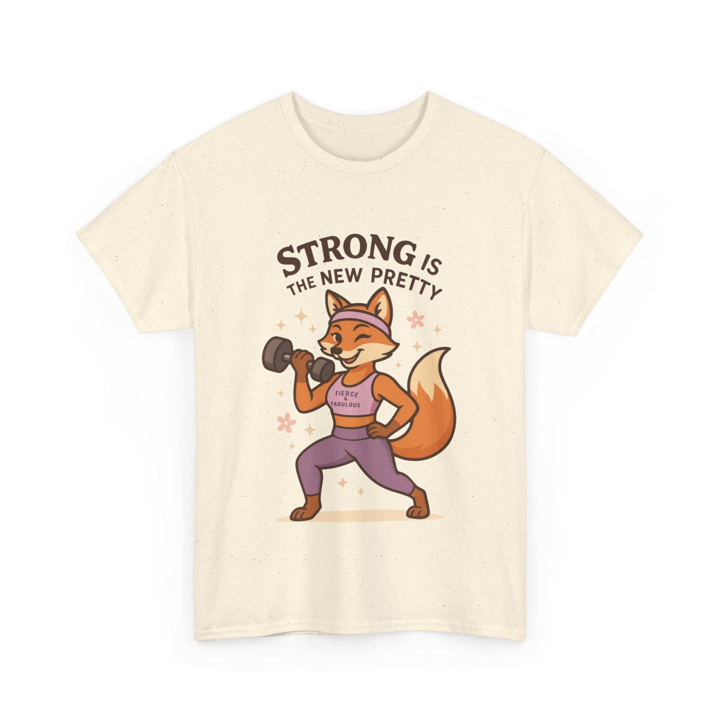 Strong is the New Pretty Tee, Inspirational T-Shirt, Fitness Apparel, Gift for Her, Motivational Top, Cute Fox Design, Womens Gym T-Shirt
