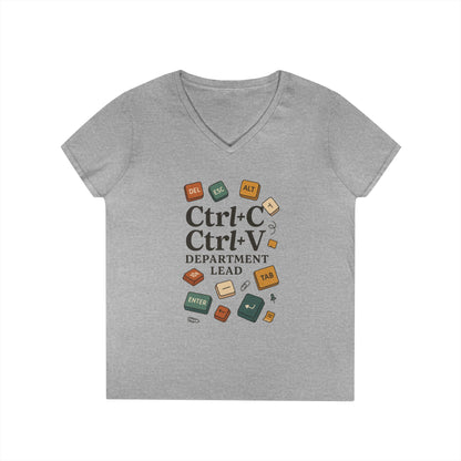 Tech Savvy Ladies' V-Neck T-Shirt, Funny Coding Tee, Programmer Gift, Office Humor Top, CTRL C V Shirt, Work From Home Clothes