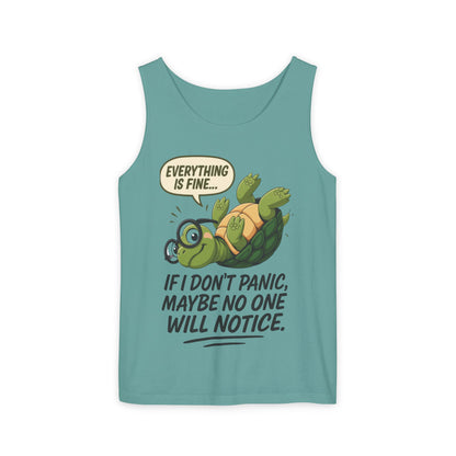 Mens Funny Turtle Graphic Tank Top, Summer Apparel, Gift for Animal Lovers, Beach Day Essentials, Mens Casual Wear, Relaxed Vibes