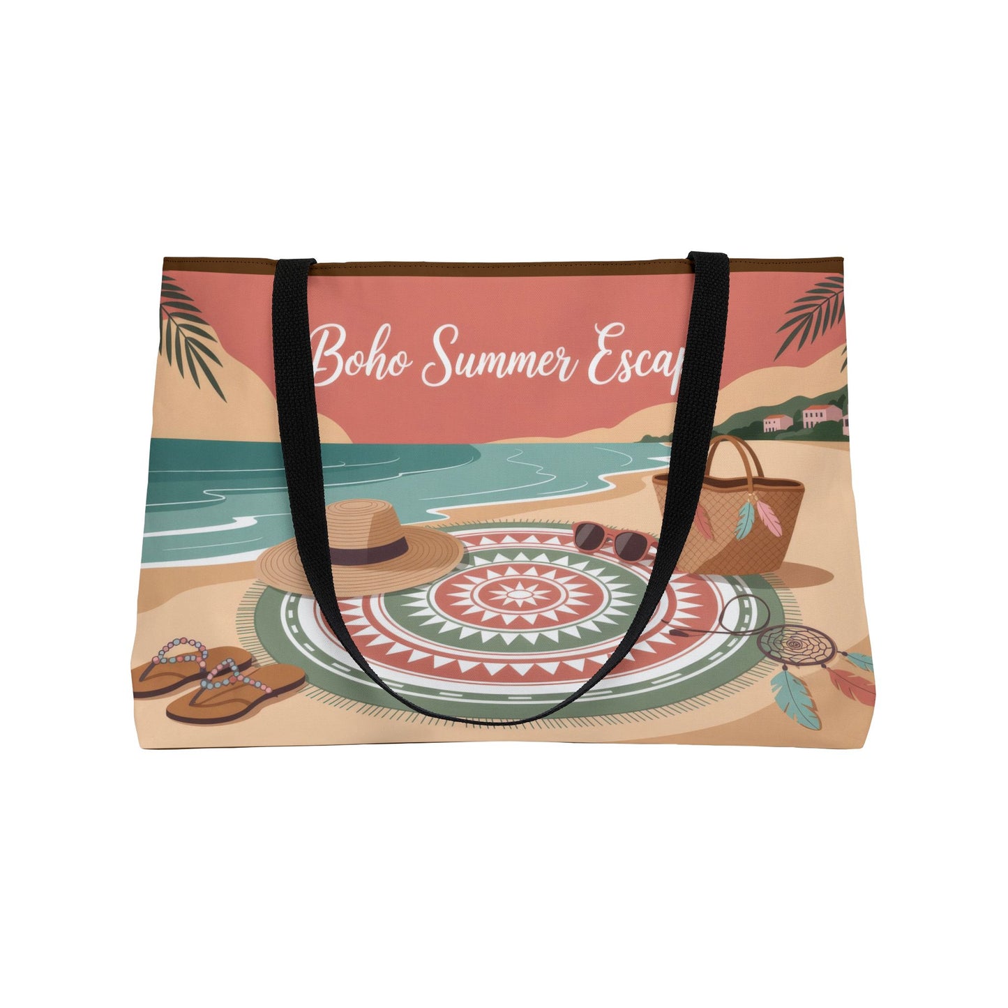 Boho Summer Escape Weekender Tote Bag , Perfect for Beach Days, Travel Tote Bag, beach bag