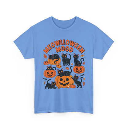 Meowlloween Mood Cat Shirt for Women, Cute Black Cat and Pumpkin Halloween Tee, Cozy Fall Kawaii Spooky Graphic Top, Cat Lover Gift