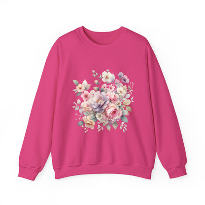 Floral Crewneck Sweatshirt, Cozy Floral Sweatshirt for Spring, Gift for Her, Women's Floral Top, Pastel Floral Sweatshirt