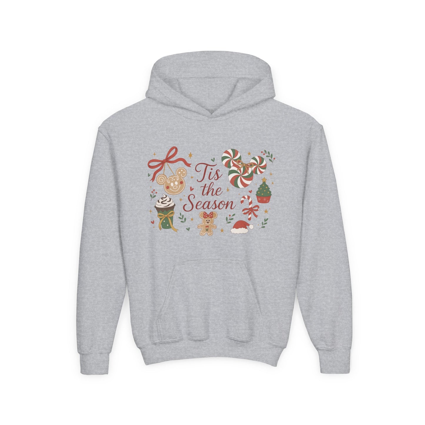 Tis the Season Christmas Sweatshirt for Girls, Cozy Holiday Cookie Jumper, Youth Heavy Blend Hooded Sweatshirt