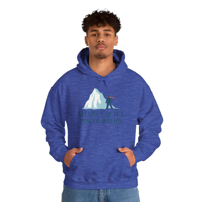 Men's Heavy Blend™ Hooded Sweatshirt, Silence of Ice Power Within Hoodie, Nordic Minimal Iceberg Graphic Streetwear
