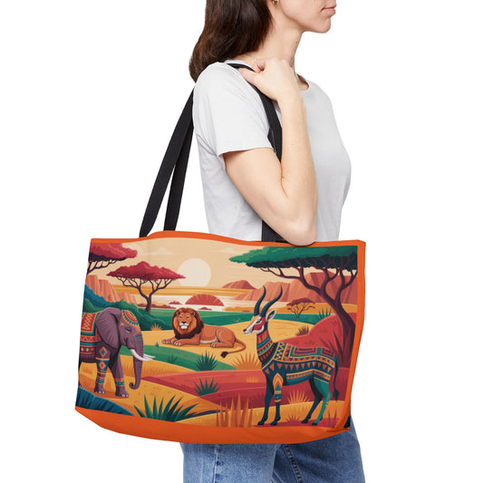 Safari Adventure Weekender Tote Bag, Travel, Beach, Picnic, Gift for Nature Lovers, Eco-Friendly Shopping Bag