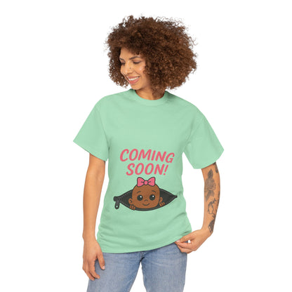 Coming Soon Maternity Tee, Cute Baby Girl Pregnancy Announcement Tee, Funny Expecting Mom Gift, Gender Reveal Tee, Baby Shower Top