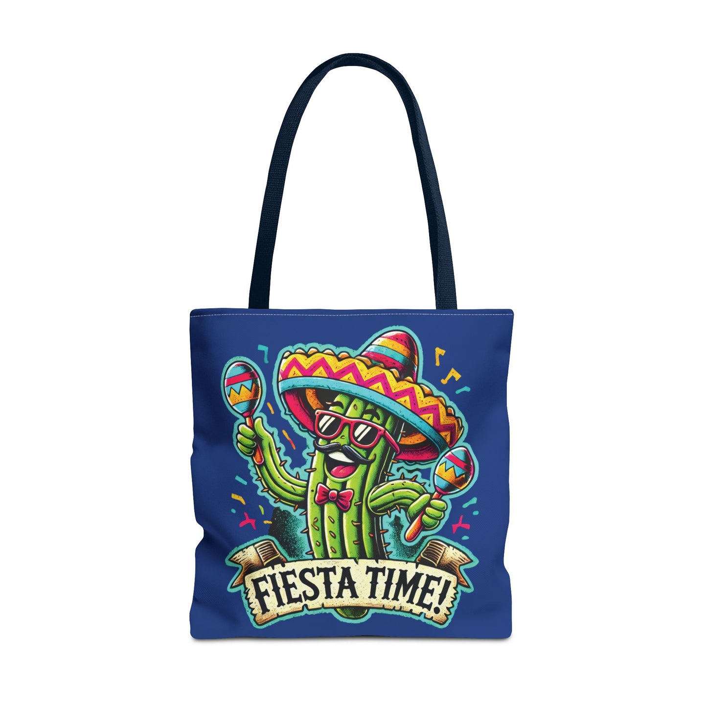 Fiesta Time Cactus Tote Bag, Funny Mexican Party Gift, Sombrero Maracas Print, Cinco de Mayo Bag, Summer Festival Tote, Beach Bag, Shopping