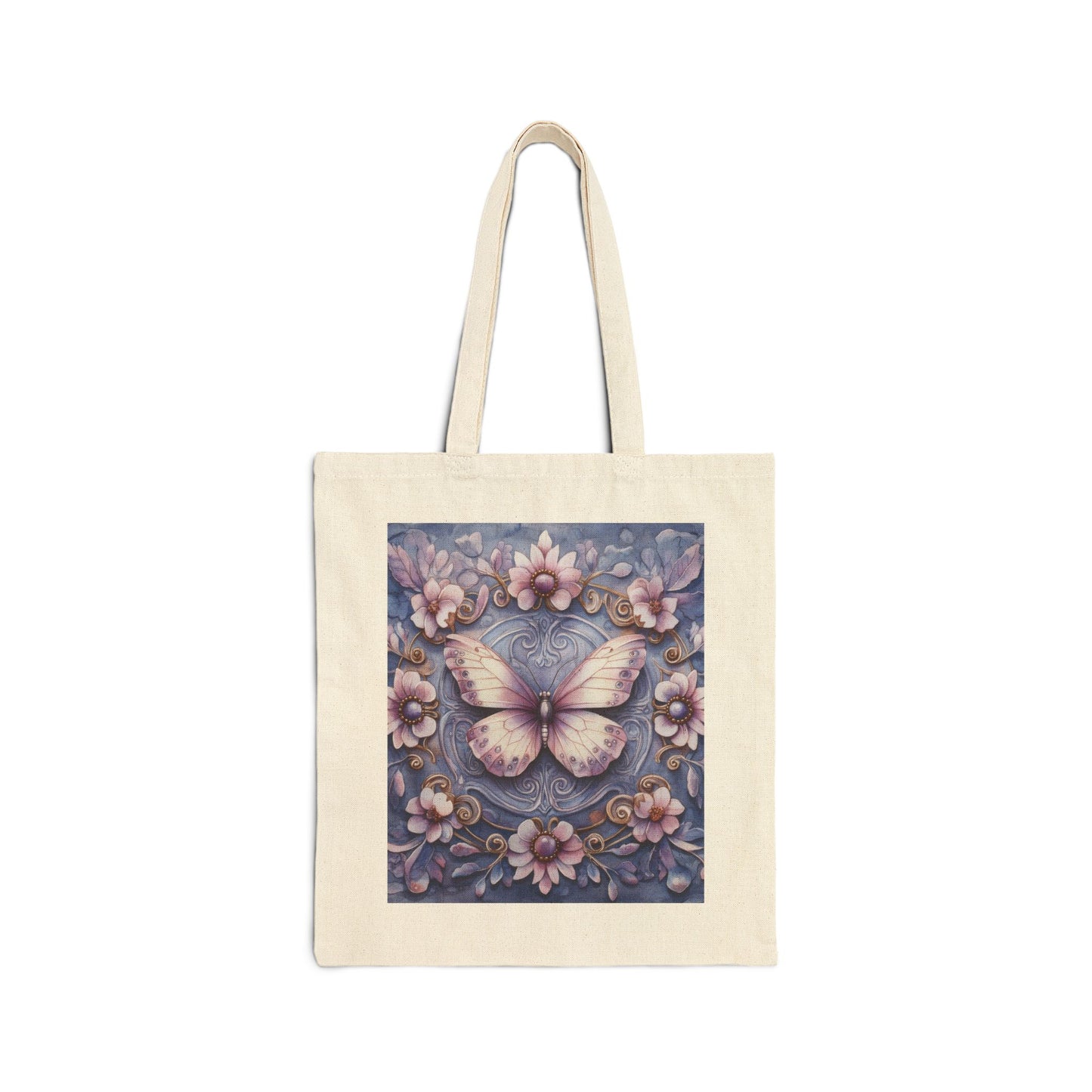 Butterfly Floral Cotton Canvas Tote Bag, Eco-Friendly Shopping, Gift for Her, Nature Lover, Reusable Bag, Boho Style