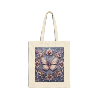 Butterfly Floral Cotton Canvas Tote Bag, Eco-Friendly Shopping, Gift for Her, Nature Lover, Reusable Bag, Boho Style