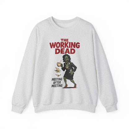 The Working Dead Women's Funny Zombie Sweatshirt, Office Humor Crewneck, Halloween Work Top