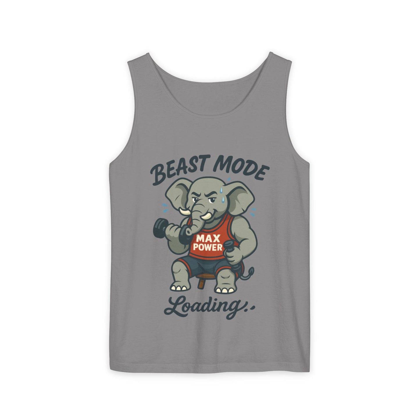 Beast Mode Elephant Gym Tank Top, Funny Workout Muscle Tank, Max Power Fitness Tank, Beast Mode Loading Mens Gym Top, Fitness Apparel