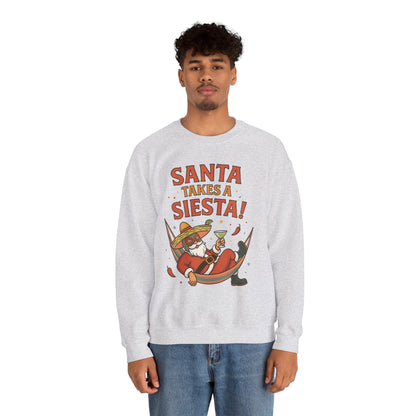 Santa Takes a Siesta Funny Christmas Sweatshirt for Men, Mexican Holiday Jumper