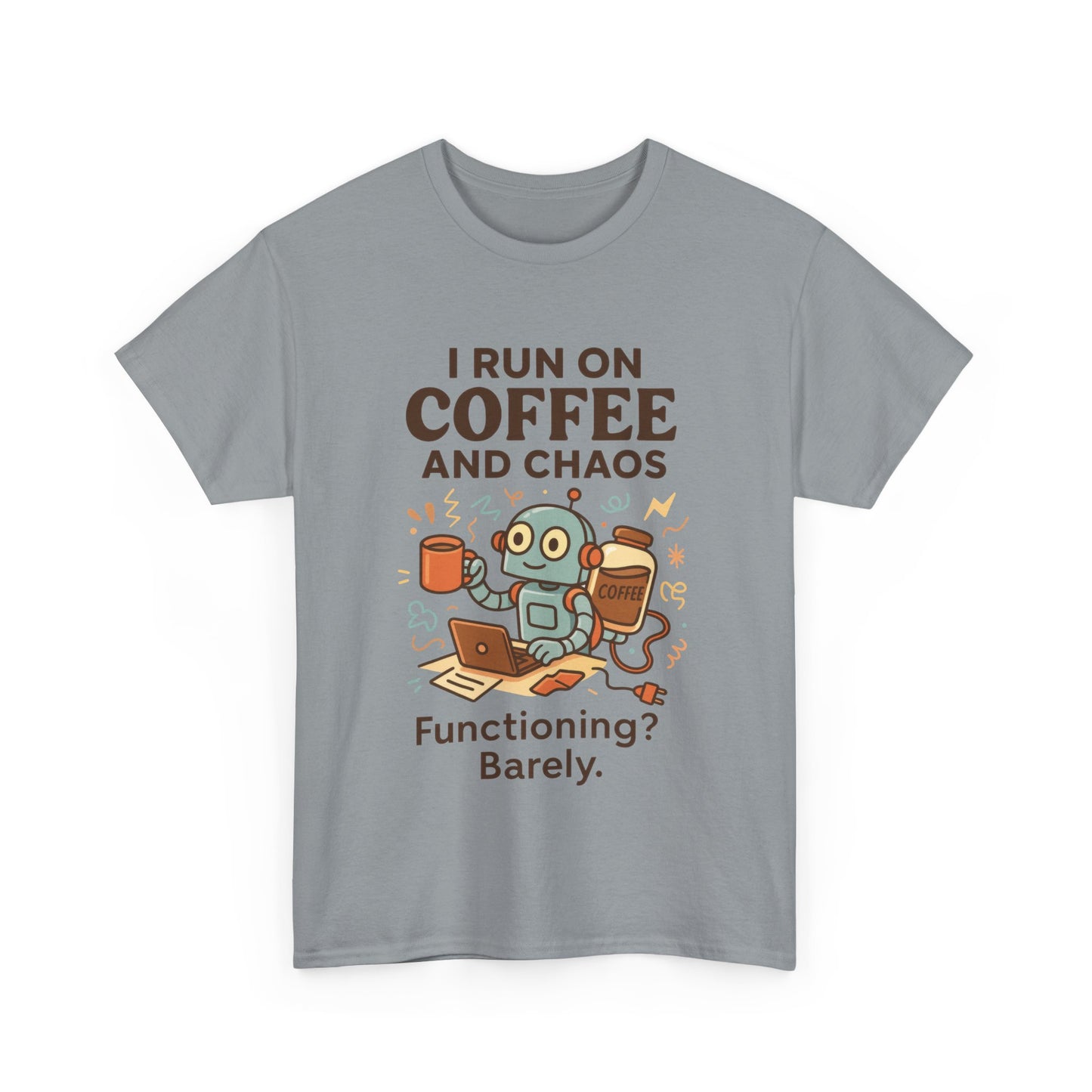 I Run on Coffee and Chaos Unisex Heavy Cotton Tee, Funny Coffee Lover Shirt, Gift for Him/Her, Work from Home Humor Tee, Relaxed Fit [...]