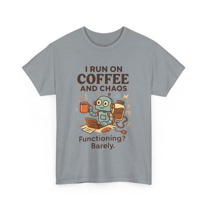 I Run on Coffee and Chaos Unisex Heavy Cotton Tee, Funny Coffee Lover Shirt, Gift for Him/Her, Work from Home Humor Tee, Relaxed Fit [...]
