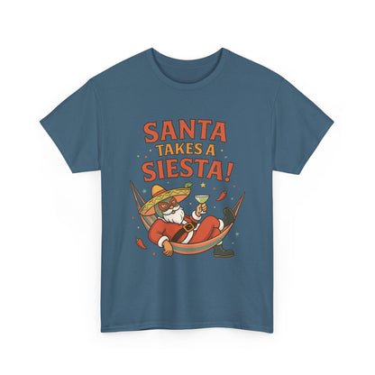 Santa Takes a Siesta Funny Christmas T-Shirt for Men, Mexican Santa Holiday Tee