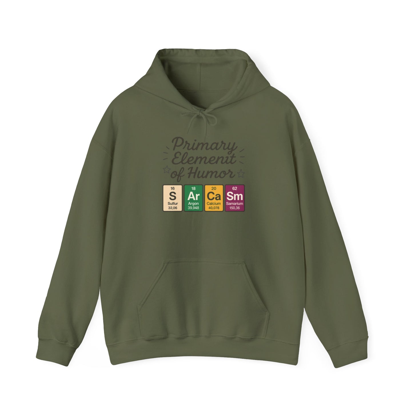 Sarcasm Hoodie for Men, Funny Nerd Hoodie, Primary Element of Humor Sweatshirt, Science Lover Gift for Him, Sarcastic Humor Apparel