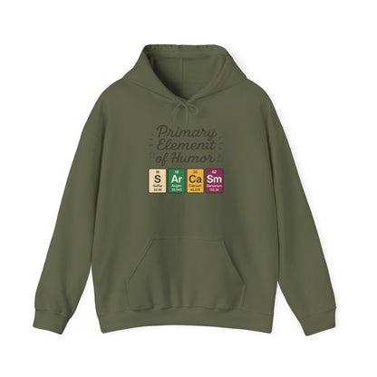 Sarcasm Hoodie for Men, Funny Nerd Hoodie, Primary Element of Humor Sweatshirt, Science Lover Gift for Him, Sarcastic Humor Apparel