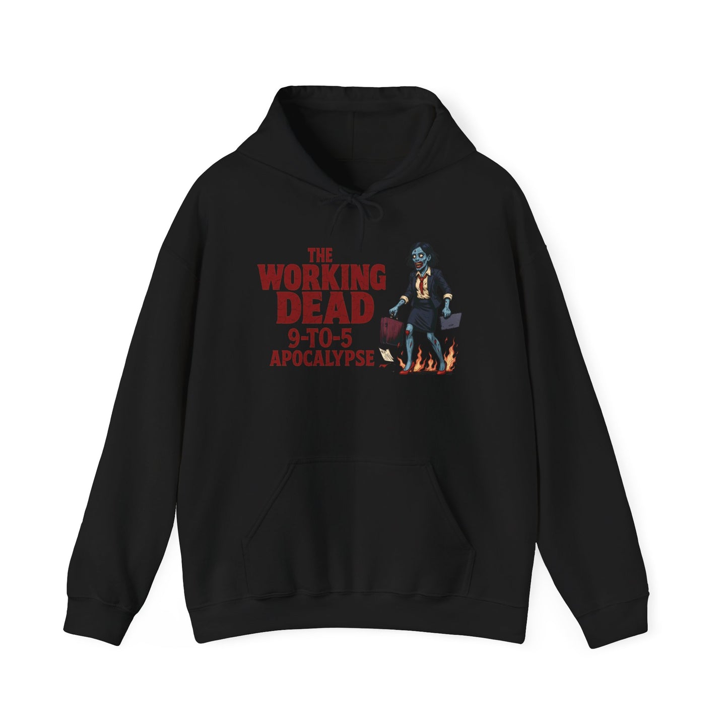 The Working Dead 9-to-5 Apocalypse Hoodie, Women's Horror Office Zombie Sweatshirt, Halloween Zombie Top, Halloween Work Top