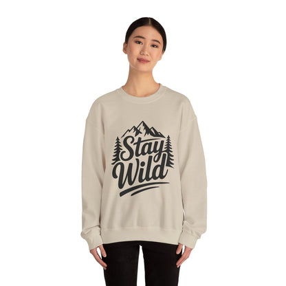 Stay Wild Unisex Crewneck Sweatshirt, Cozy Casual Wear for Adventurers, for Nature Lovers, Mountain Nature Unisex Crewneck Sweatshirt