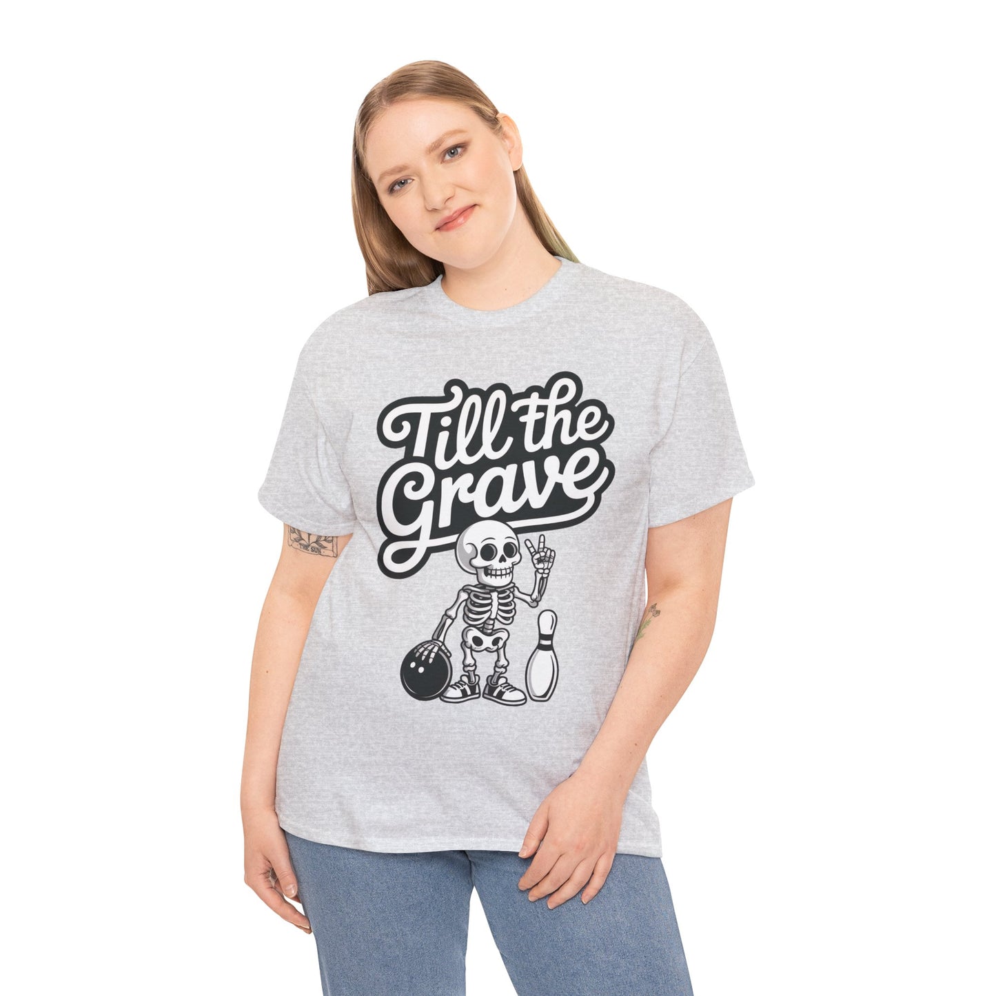 Funny Skeleton Bowling Womens Tee, Till the Grave, Funny Shirt, Halloween Gift, Skull Graphic, Casual Wear, Sporty Style