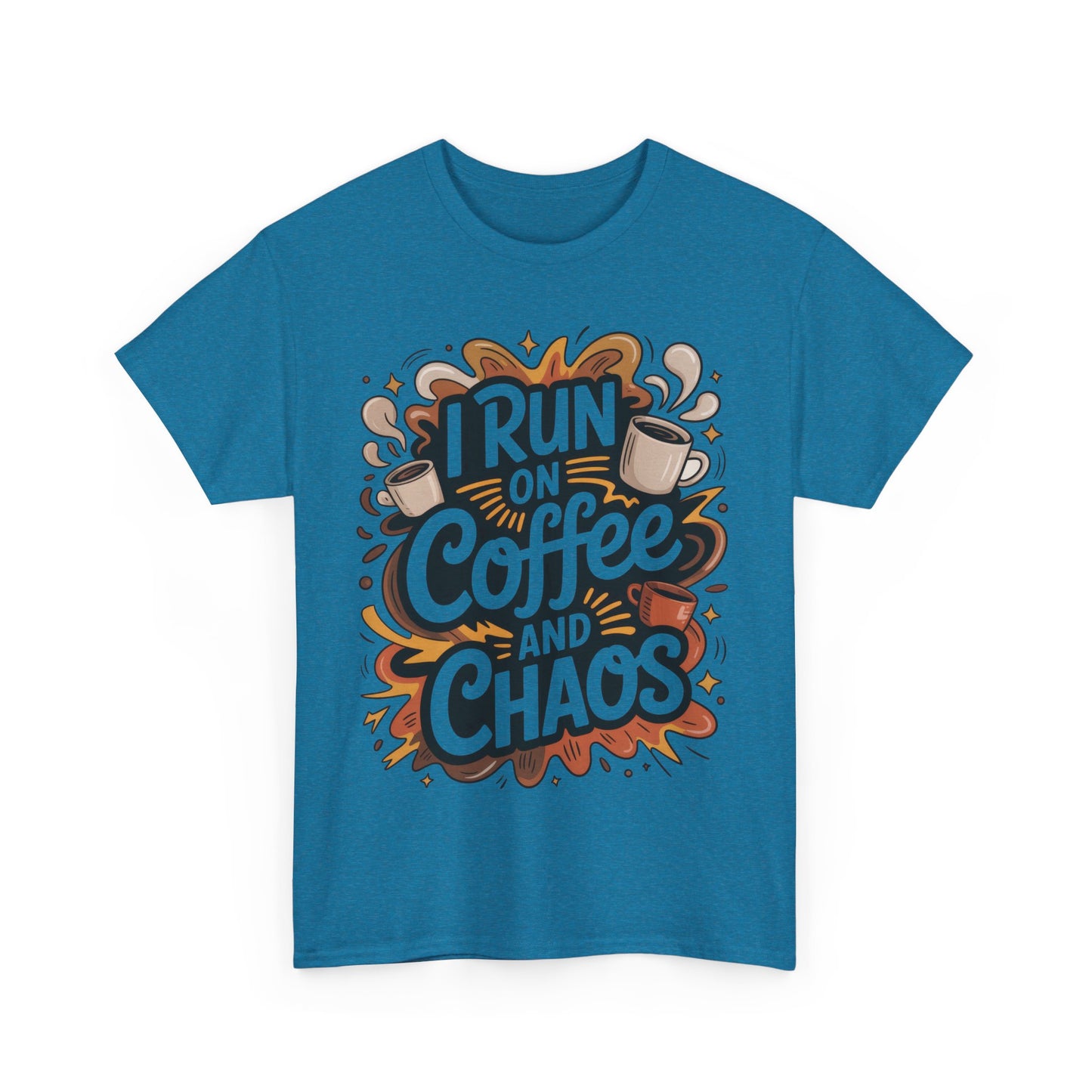 Funny Mens Coffee T-Shirt, I Run on Coffee and Chaos, Caffeinated Chaos Tee for Him, Perfect for Coffee Lovers, , Humor Tee