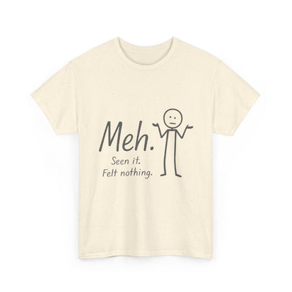 Funny Women's Heavy Cotton Tee, 'Meh' Graphic Shirt, Perfect Gift for Sarcastic Friends, Casual Wear, Birthdays, Everyday Humor, Comfy Tee