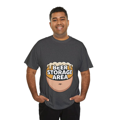 Funny Beer Belly T-Shirt, Beer Storage Area Graphic Tee for Men, Dad Bod Humor Shirt, Beer Lovers Gift, Drinking Gift, Party Apparel