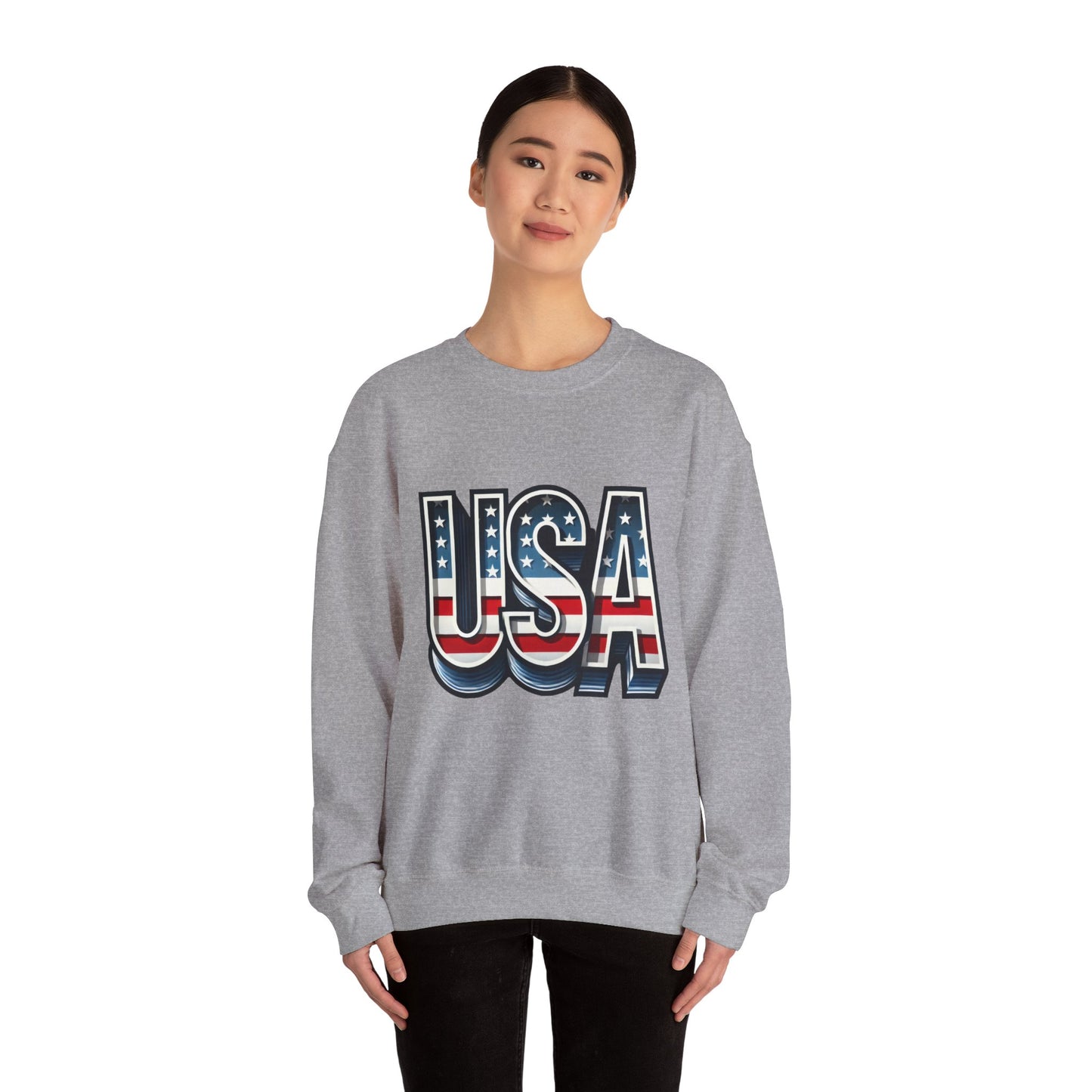 USA Patriotic Crewneck Sweatshirt for All Seasons, Cozy Sweatshirt for Independence Day, Casual Wear, Gift for Friends and Family