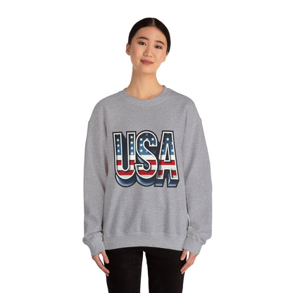 USA Patriotic Crewneck Sweatshirt for All Seasons, Cozy Sweatshirt for Independence Day, Casual Wear, Gift for Friends and Family