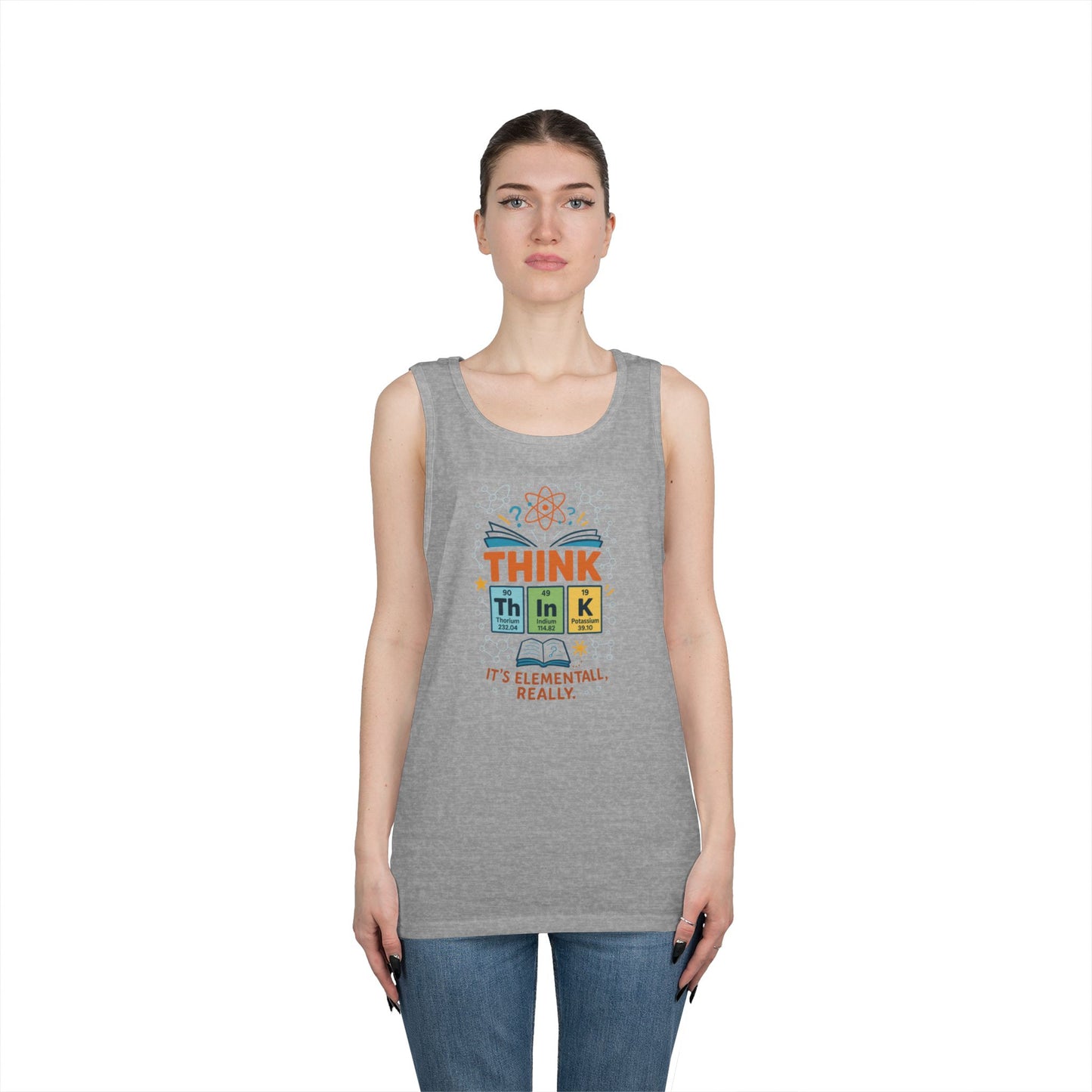 Think Tank Top for Men, Nerdy Chemistry Shirt, Periodic Table Funny Science Tank, Geeky STEM Gift for Him, Science Lovers Gift
