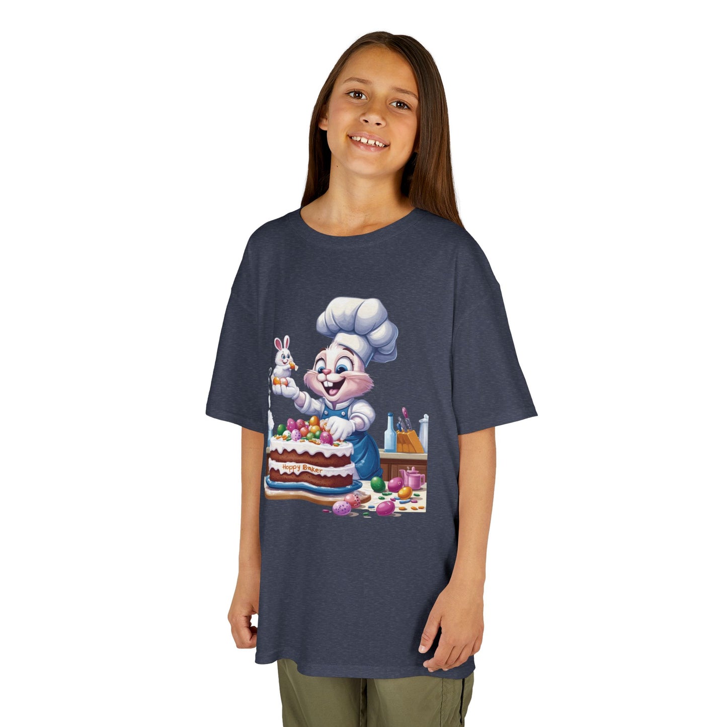 Pastry Chef Easter Bunny T-Shirt - Cute Spring Tee with Chef Bunny and Colorful Cake, Fun Holiday Gift for Kids and Bunny Lovers