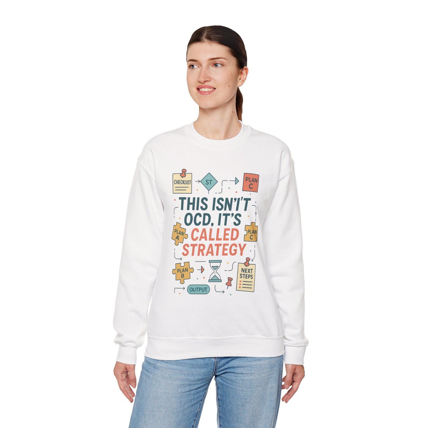 Funny Womens Planning Sweatshirt, This Isnt OCD Its Called Strategy, Sarcastic Organizer Pullover for Her, Strategy Sweatshirt