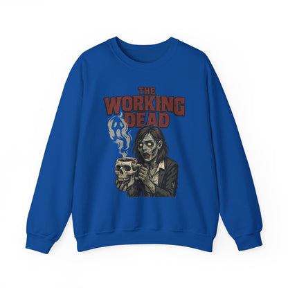 The Working Dead Women's Zombie Sweatshirt, Halloween Zombie Top, Work Humor Sweatshirt, Women's Heavy Blend™ Crewneck Sweatshirt