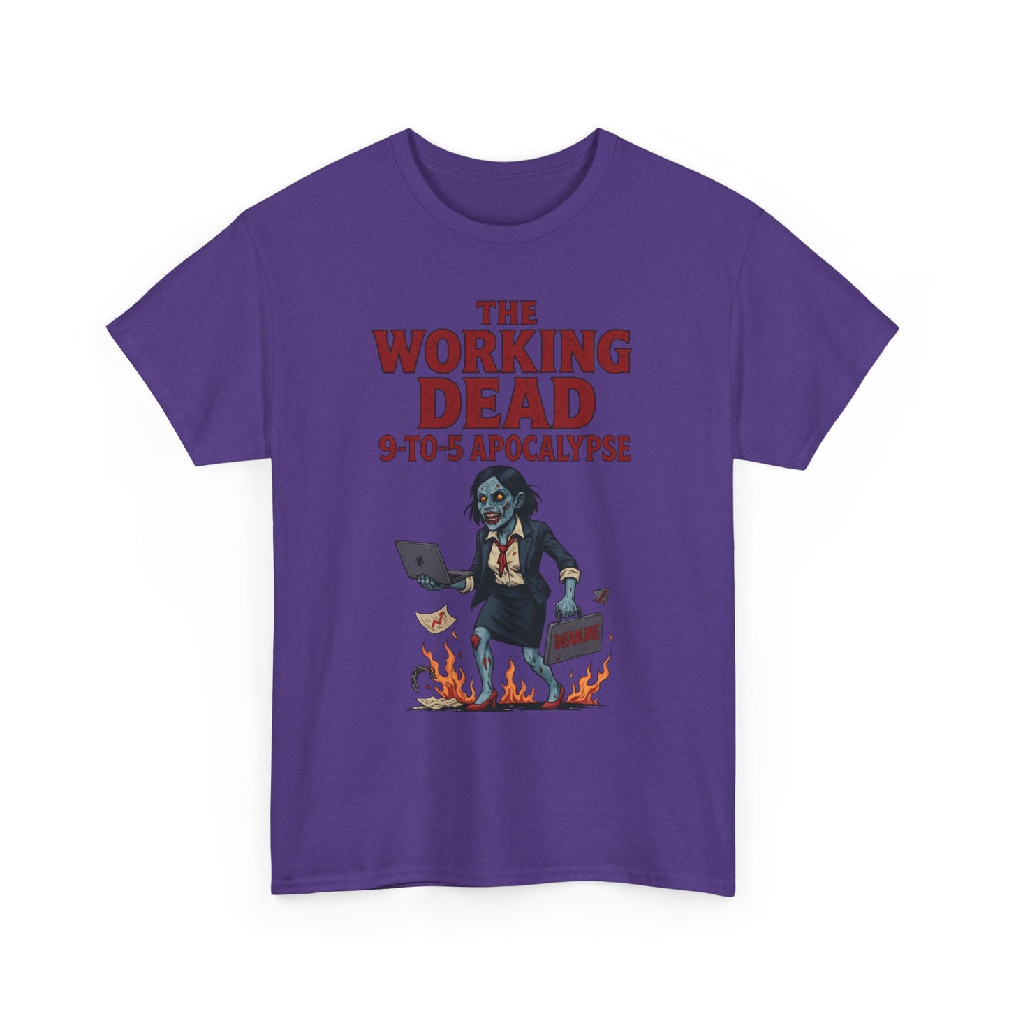The Working Dead 9-to-5 Apocalypse Women's T-Shirt, Horror Office Zombie Top, Halloween Office Humor