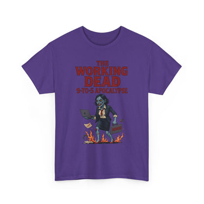 The Working Dead 9-to-5 Apocalypse Women's T-Shirt, Horror Office Zombie Top, Halloween Office Humor
