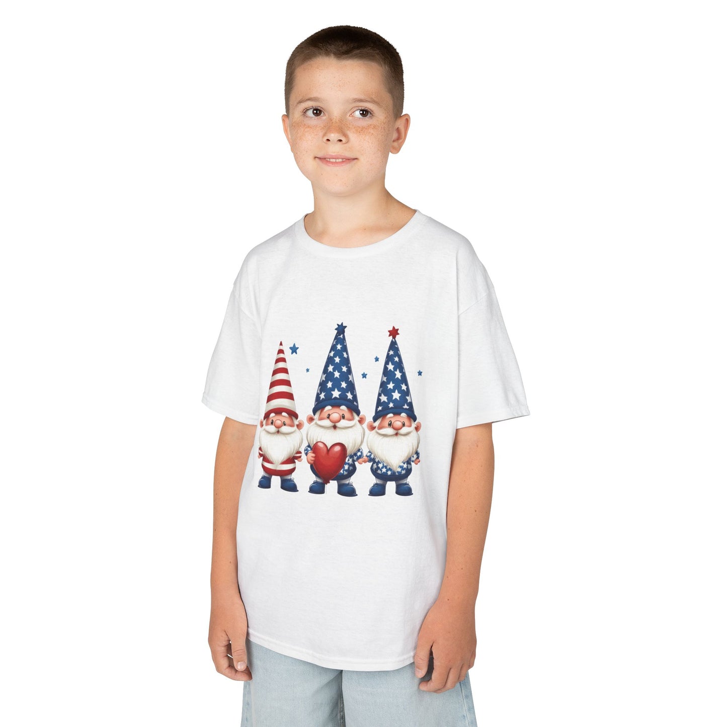 Patriotic Gnome Kids Tee, Cute 4th of July Shirt, Adorable Summer Outfit, Kids Casual Wear, Independence Day Gift