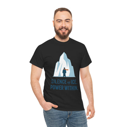 Silence of Ice Power Within Mens T-Shirt,  Minimalist Nordic Iceberg Graphic Tee