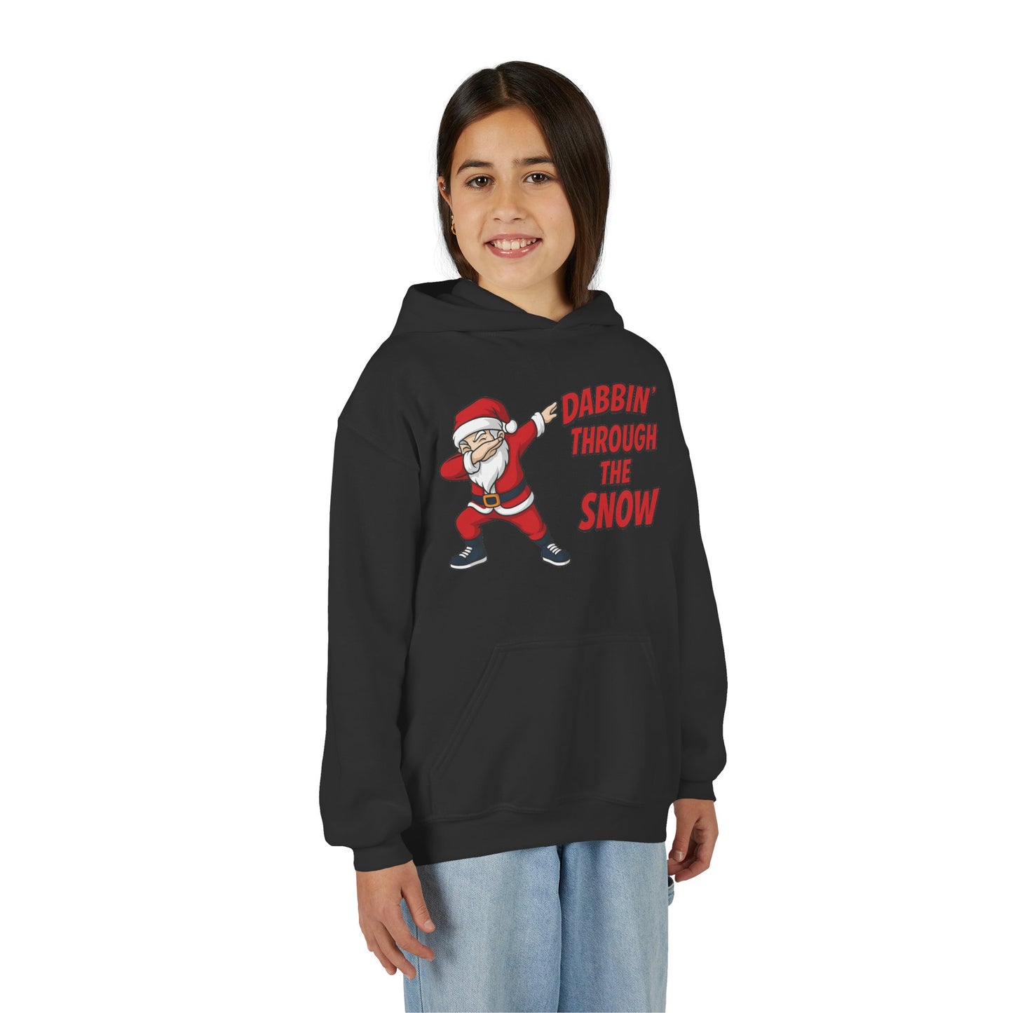 Dabbin Santa Youth Christmas Hoodie, Funny Holiday Sweatshirt for Boys