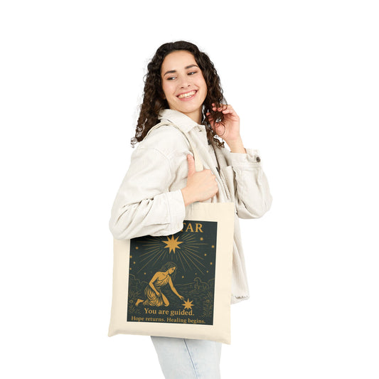 The Star Tarot Cotton Tote Bag, Hope & Healing Spiritual Gift, Mystical Moon Star Canvas, Tarot Bag, Astrological Gift, Spiritual Canvas Bag
