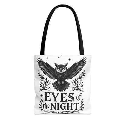 Eyes of the Night Owl Tote Bag, Artsy Shopping Bag, Eco-Friendly Carryall, Unique Gift for Animal Lovers, Halloween Decor, Beach Tote