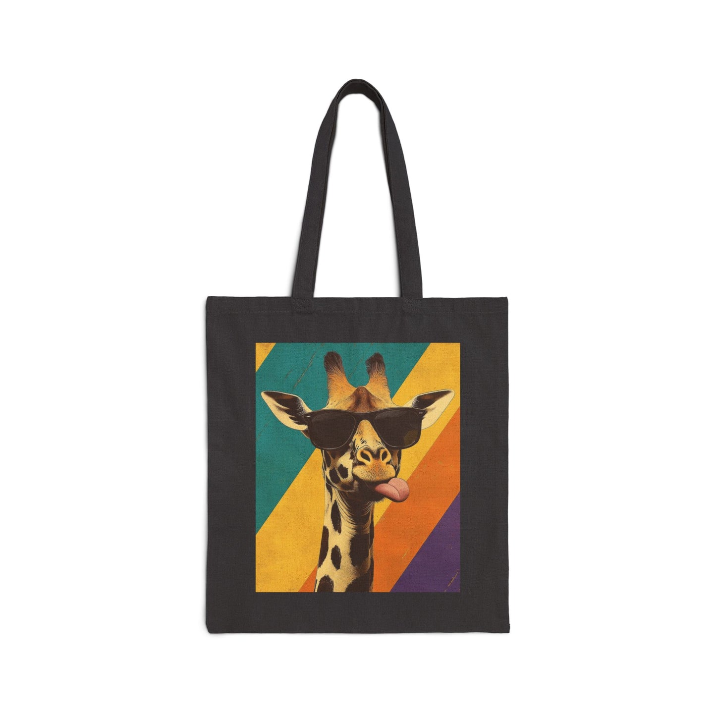 Funny Giraffe Tote Bag, Retro Pop Art Canvas Bag with Sunglasses & Attitude, Colorful Animal Print Tote, Quirky Gift for Cool People, Animal Lover Tote