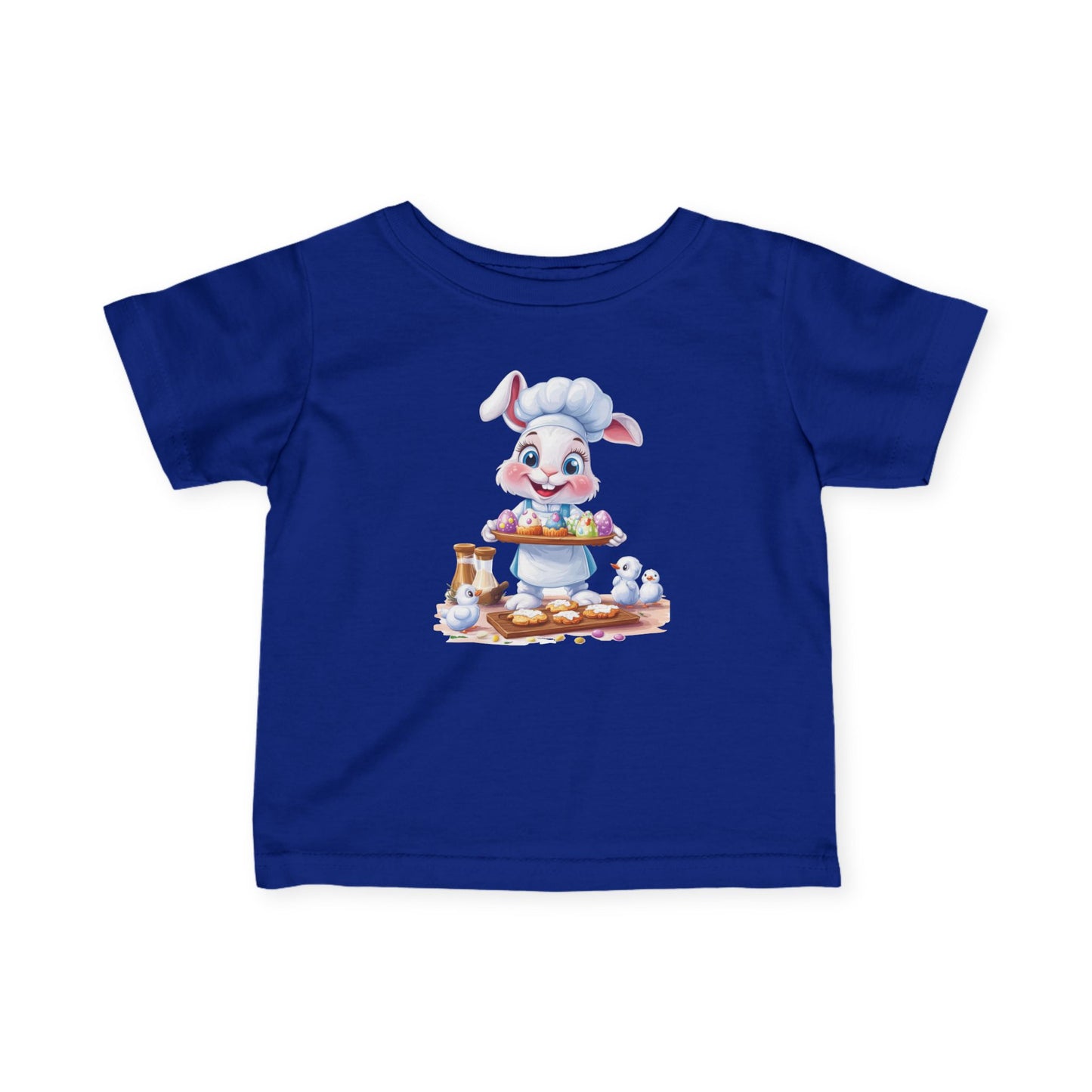 Infant Easter Bunny Chef Tee, Baby Baker T-Shirt with Colorful Eggs, Cute Spring Outfit for 6-24 Months, Funny Holiday Gift Baby Easter Gift