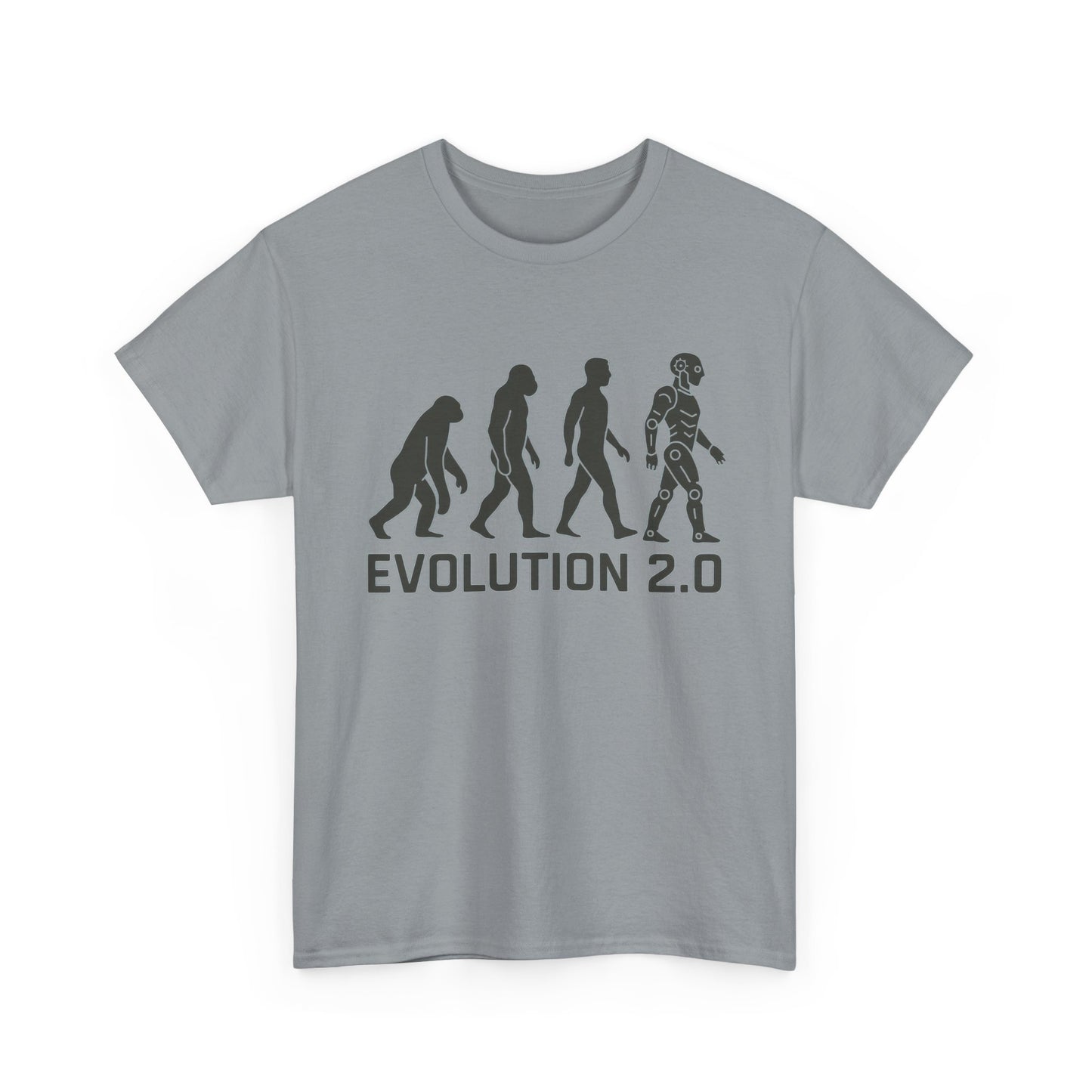 Evolution 2.0 Futuristic Robot Human Evolution T-Shirt, Cyberpunk Tech Graphic Tee for Men, Modern AI Inspired Sci-Fi Shirt
