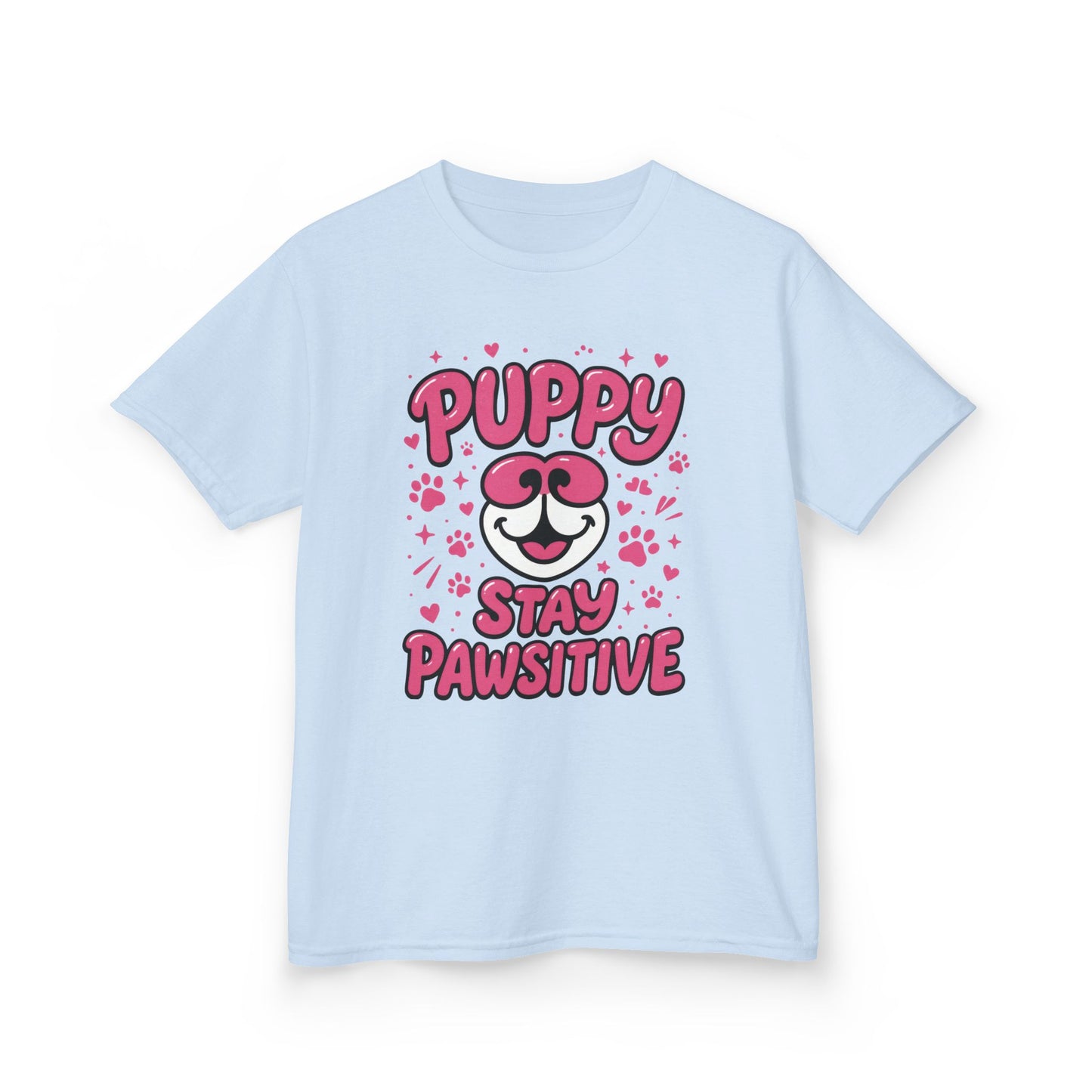 Puppy Stay Pawsitive Youth T-Shirt - Cute Positive Dog Shirt for Teens - Fun Puppy Paw Graphic Kids Tee, Kids Gift, Pet Lover Shirt