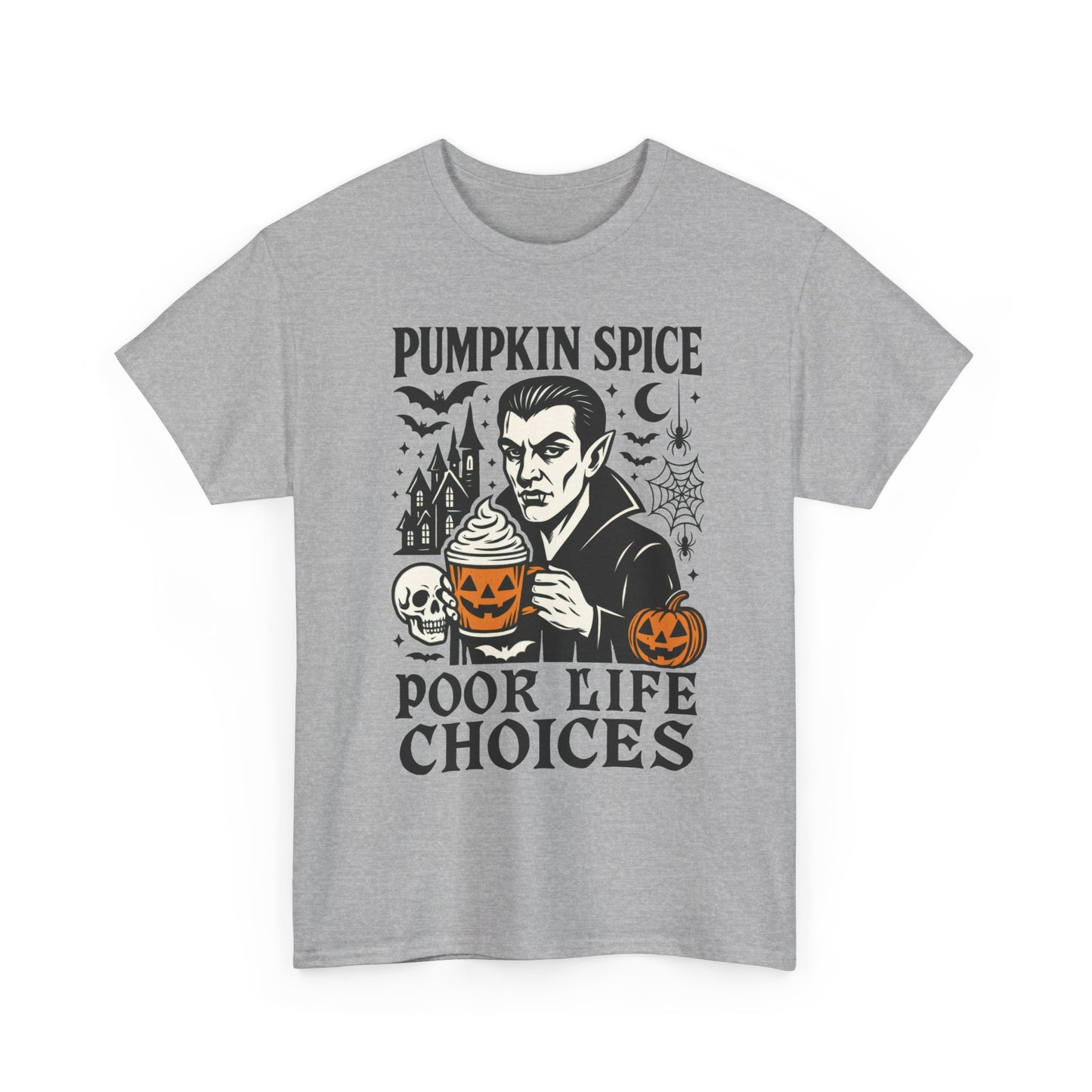 Pumpkin Spice Poor Life Choices Men's T-Shirt, Funny Vampire Coffee Halloween Graphic Tee