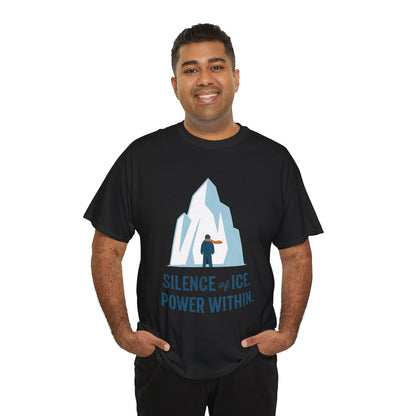 Silence of Ice Power Within Mens T-Shirt,  Minimalist Nordic Iceberg Graphic Tee
