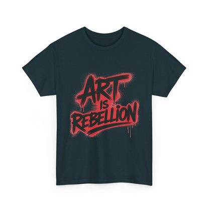 Men's Heavy Cotton Tee, Art Is Rebellion Men's T-Shirt, Graffiti Street Art Graphic Tee, Urban Skate Punk Style Shirt