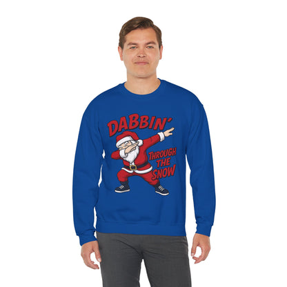 Dabbin Through The Snow Santa Men's Christmas Sweatshirt, Funny Holiday Jumper