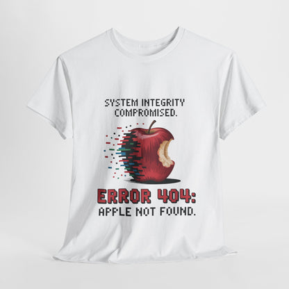 Error 404 Apple Not Found T-Shirt, Glitch Pixel Tech Tee, Funny Nerd Shirt, Unisex Retro Graphic Tee, Geeky T-Shirt, Techie Gift